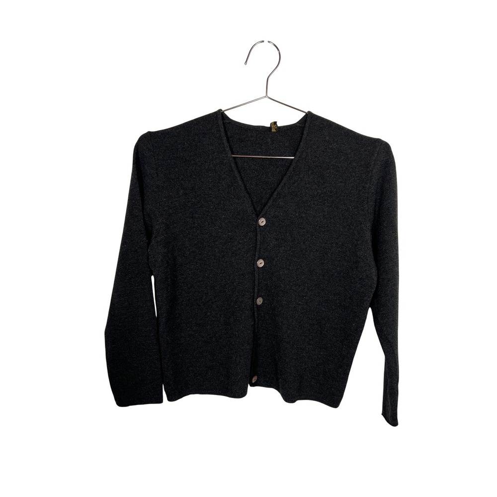 Vintage‎ Une Etoile Charcoal Gray V-Neck Cardigan Sweater Minimalist
